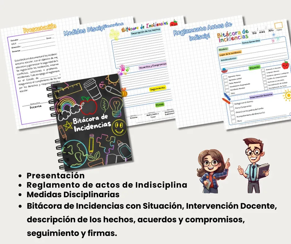 Bitácora de Incidencias Escolares 2025 para todos los niveles
