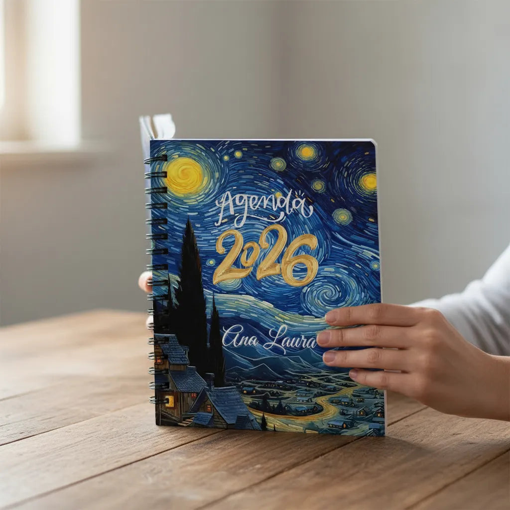 Agenda 2026 Diaria Van Gogh para Hombre o Mujer Pasta Dura 18x22cm
