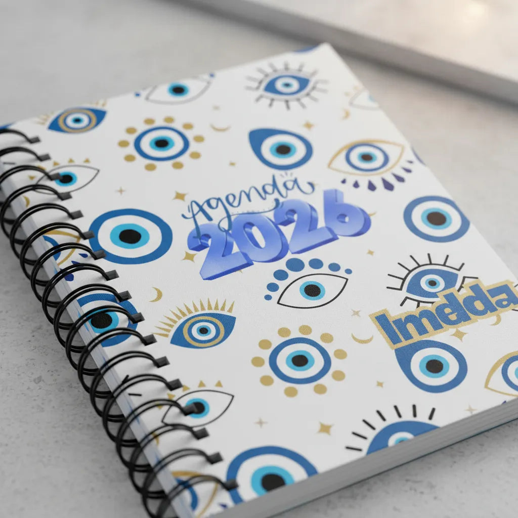 Agenda 2026 Personalizada Ojo Turco A5 1 dia por pagina, 2 dias por pagina  Espiral o arillo metalico