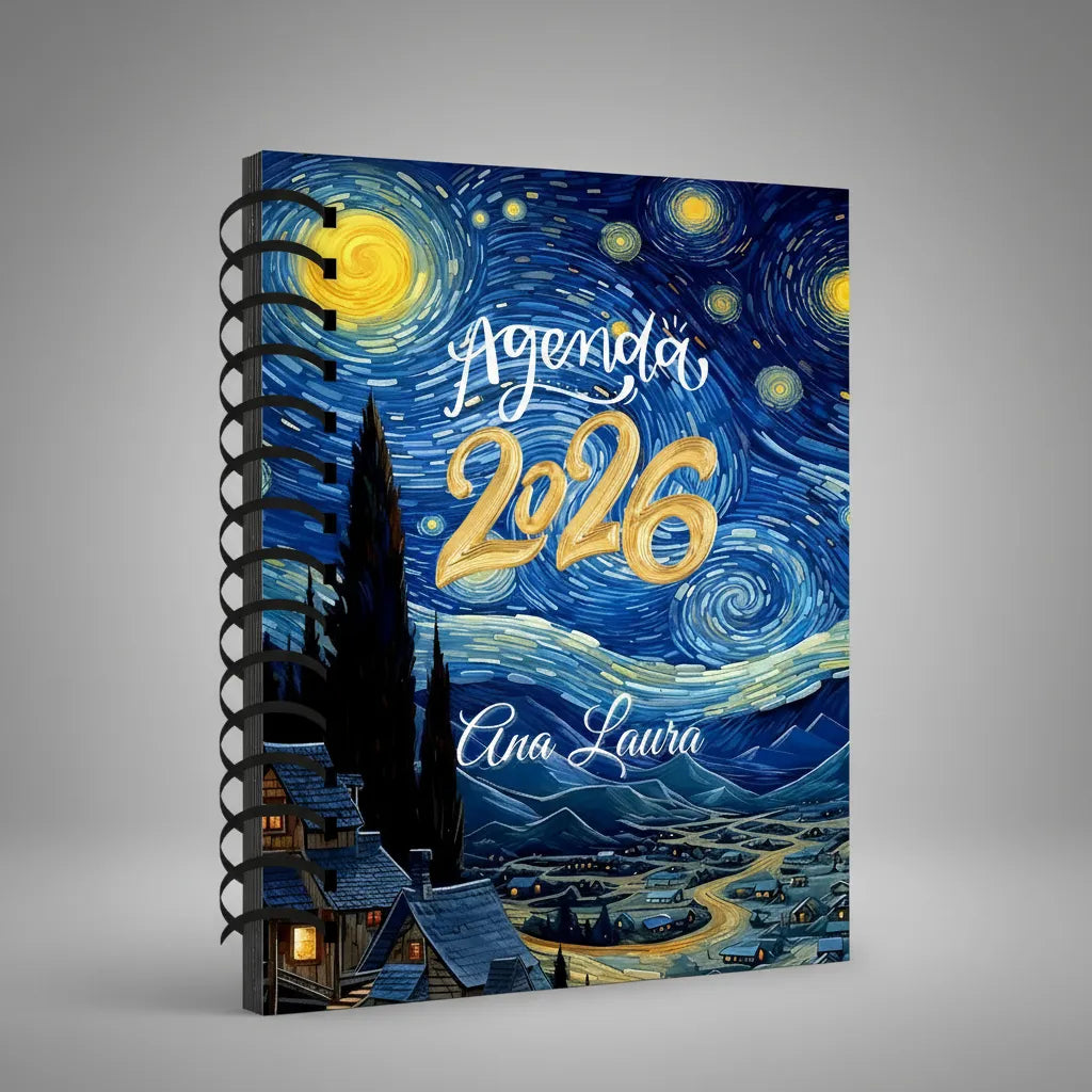 Agenda 2026 Diaria Van Gogh para Hombre o Mujer Pasta Dura 18x22cm