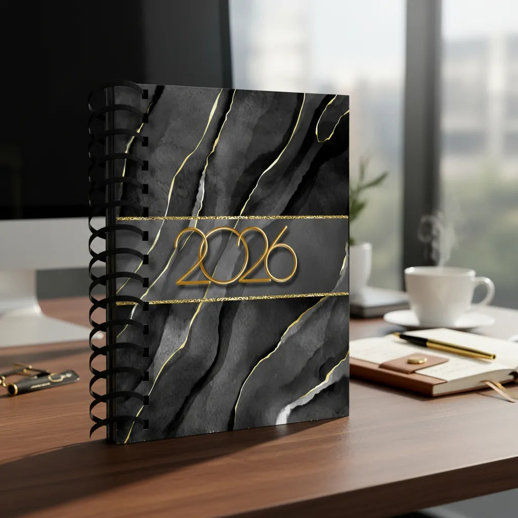 Agenda 2026 Personalizada Noir Elegante Medio Oficio 18x22cm