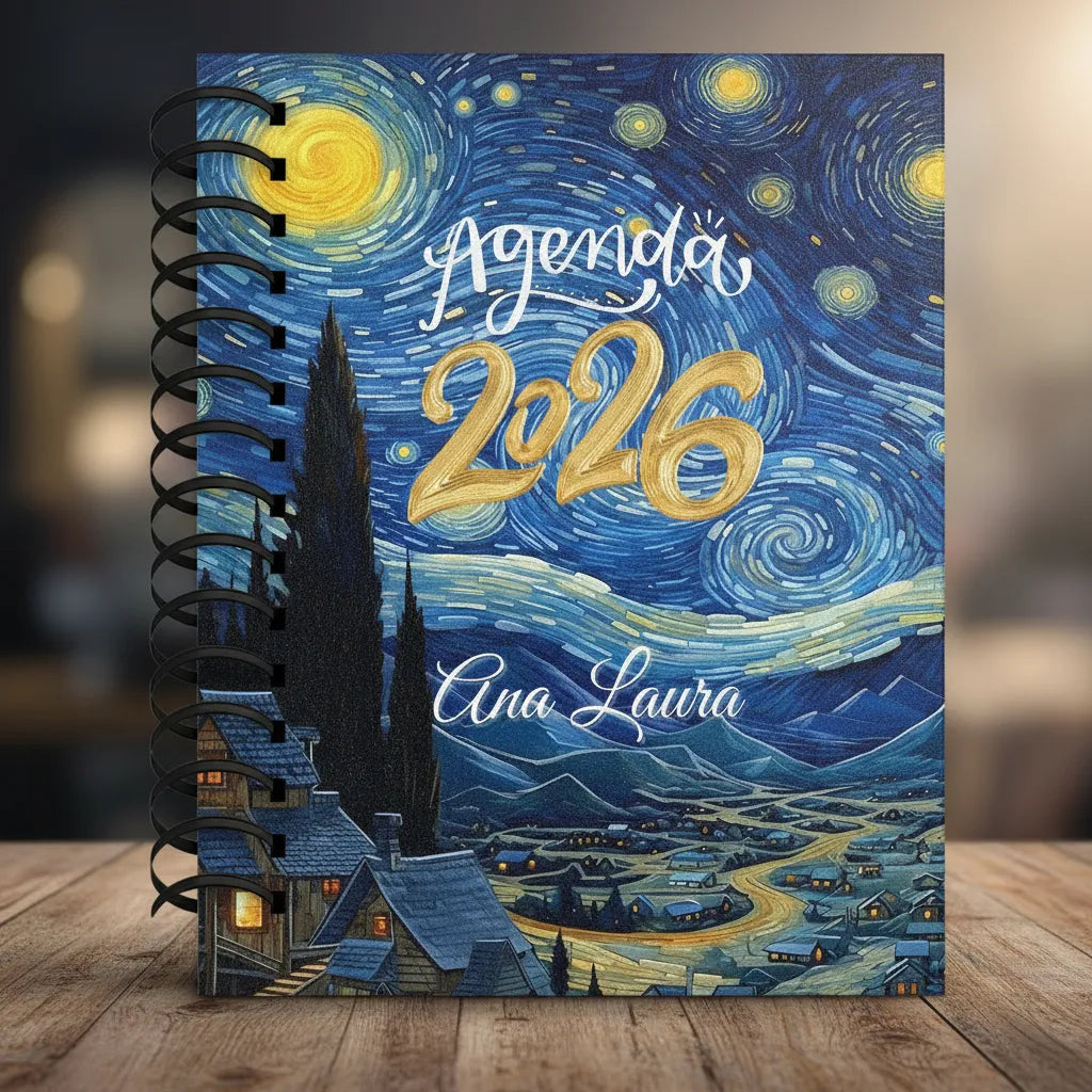 Agenda 2026 Diaria Van Gogh para Hombre o Mujer Pasta Dura 18x22cm