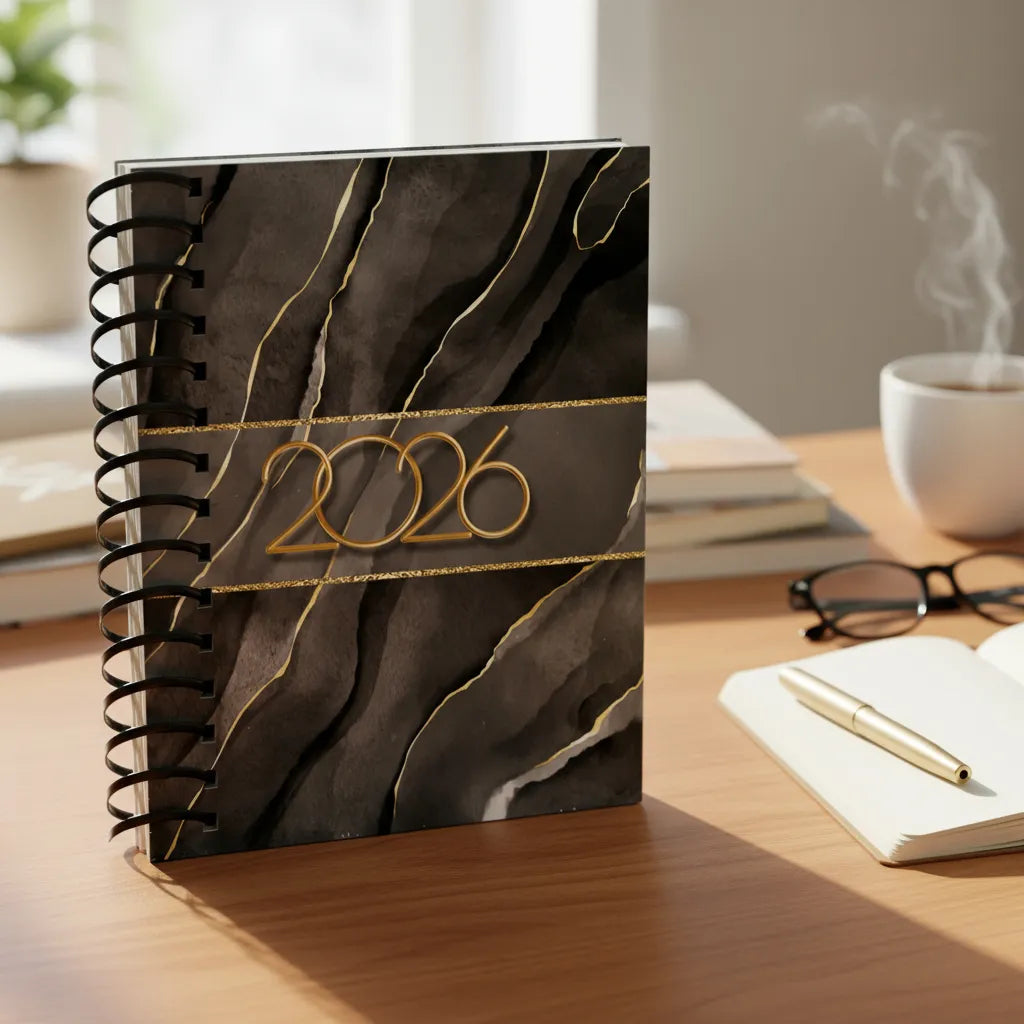 Agenda 2026 Personalizada Noir Elegante Medio Oficio 18x22cm