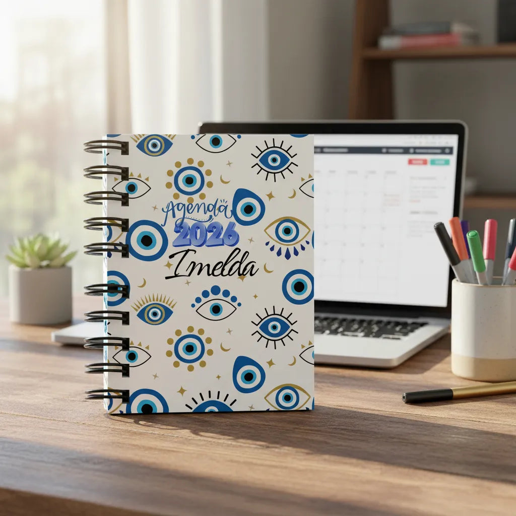 Agenda 2026 Personalizada Ojo Turco A5 1 dia por pagina, 2 dias por pagina  Espiral o arillo metalico