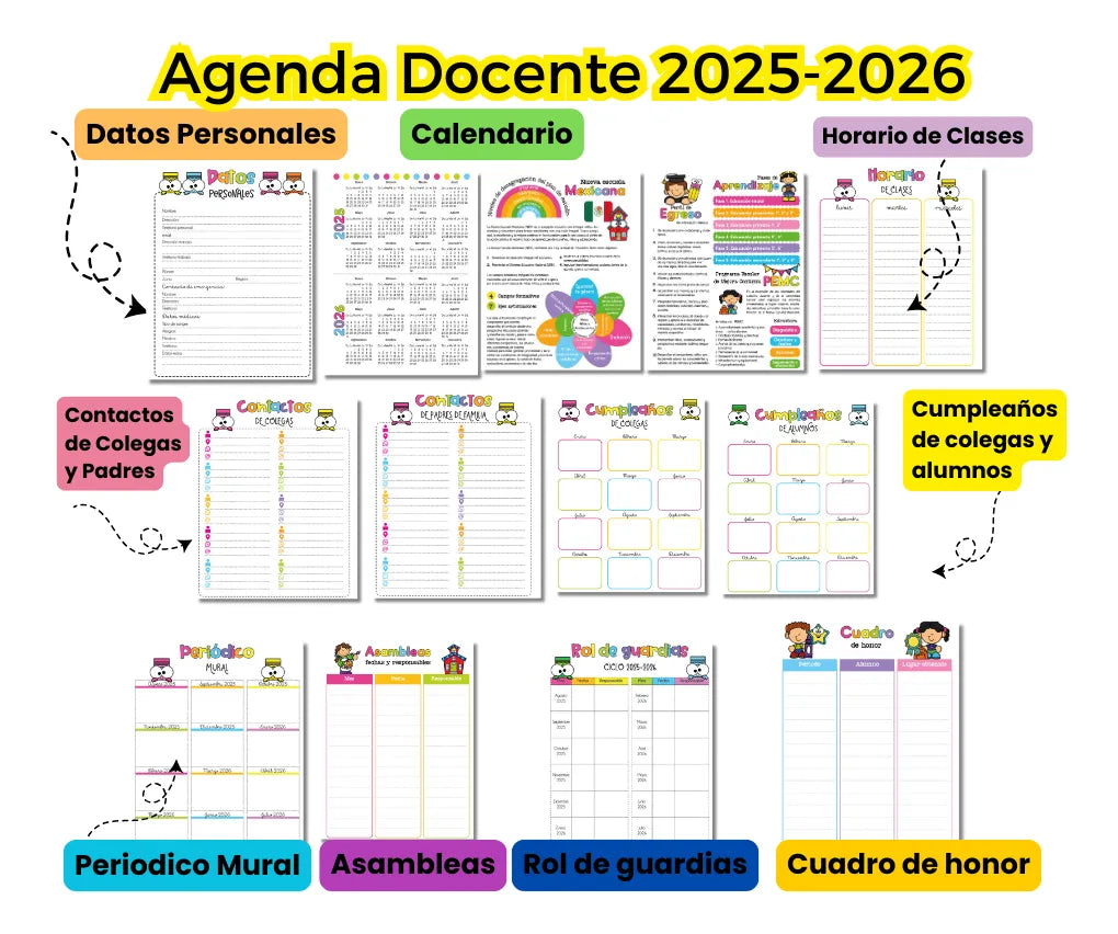 Agenda Escolar Docente 2025 - 2026 La Maestra mas Bonita
