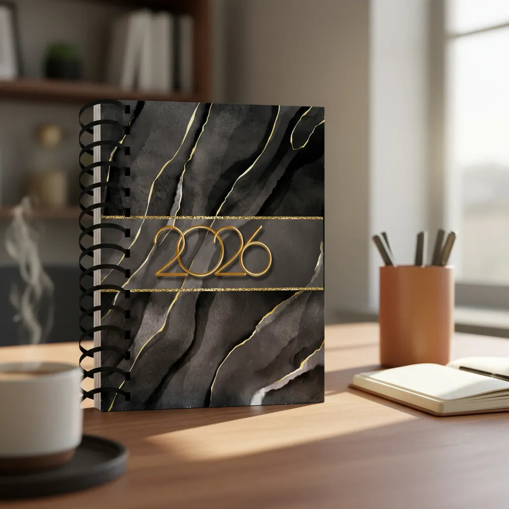 Agenda 2026 Personalizada Noir Elegante Medio Oficio 18x22cm