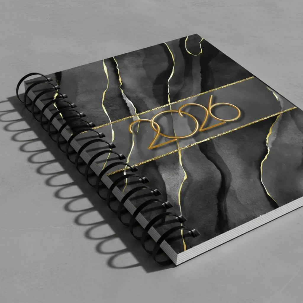 Agenda 2026 Personalizada Noir Elegante Medio Oficio 18x22cm