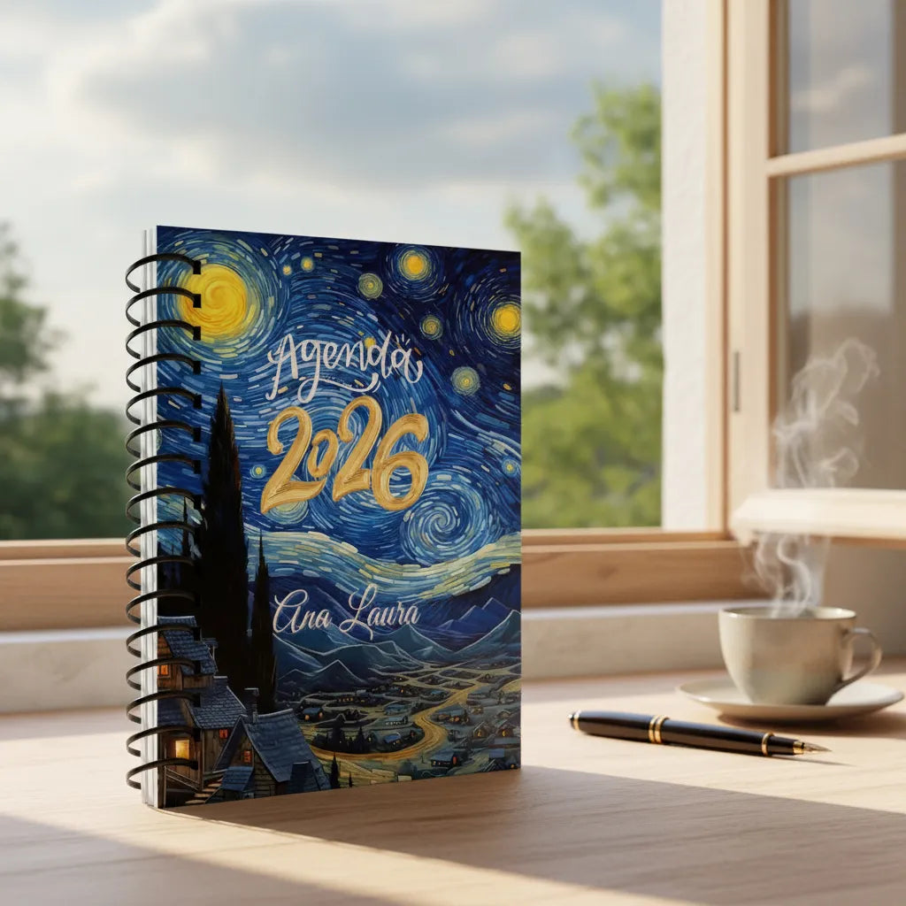Agenda 2026 Diaria Van Gogh para Hombre o Mujer Pasta Dura 18x22cm