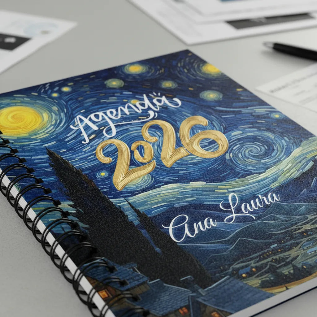 Agenda 2026 Diaria Van Gogh para Hombre o Mujer Pasta Dura 18x22cm