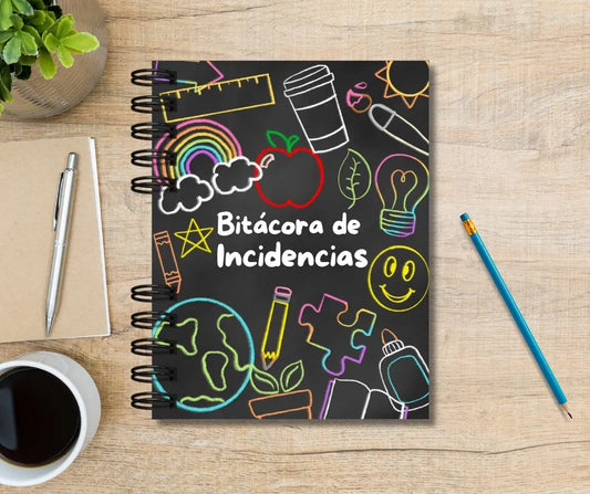 Bitácora de Incidencias Escolar 2026 sobre fondo colorido, ideal para el registro de incidentes escolares.