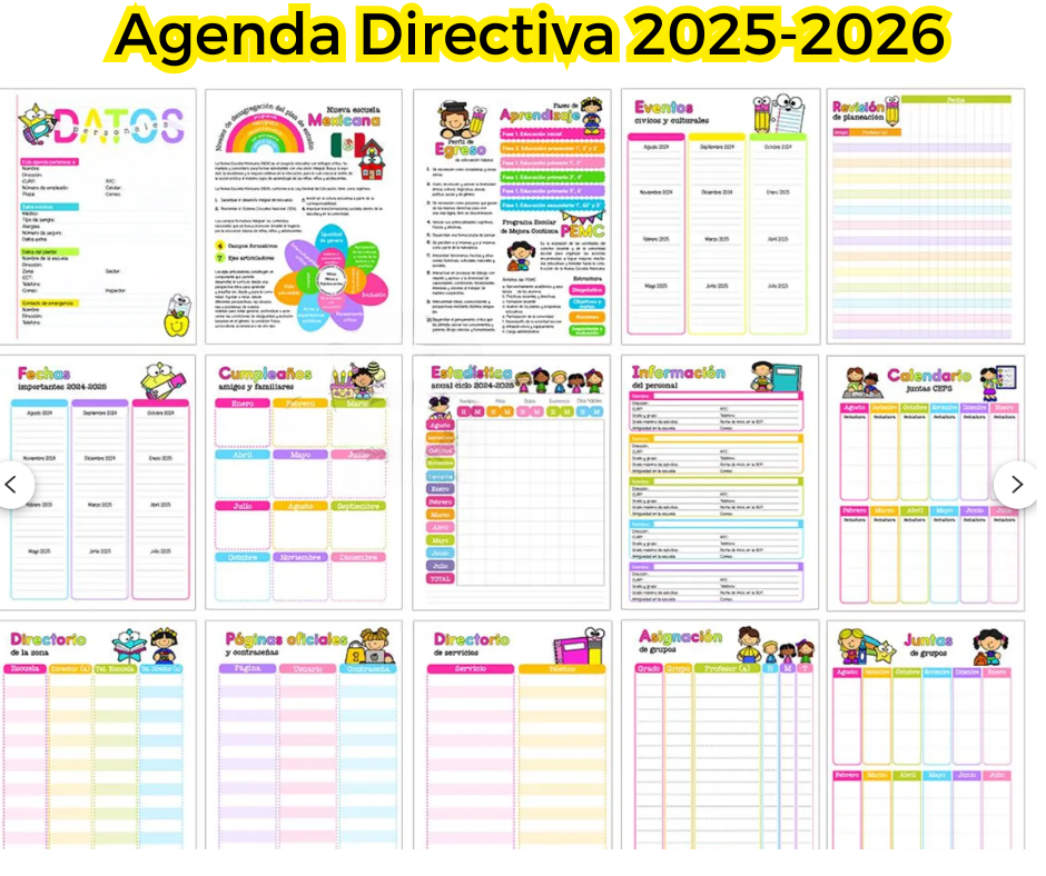 Agenda Escolar Directiva 2025 - 2026 Por tus Horas de Dedicación