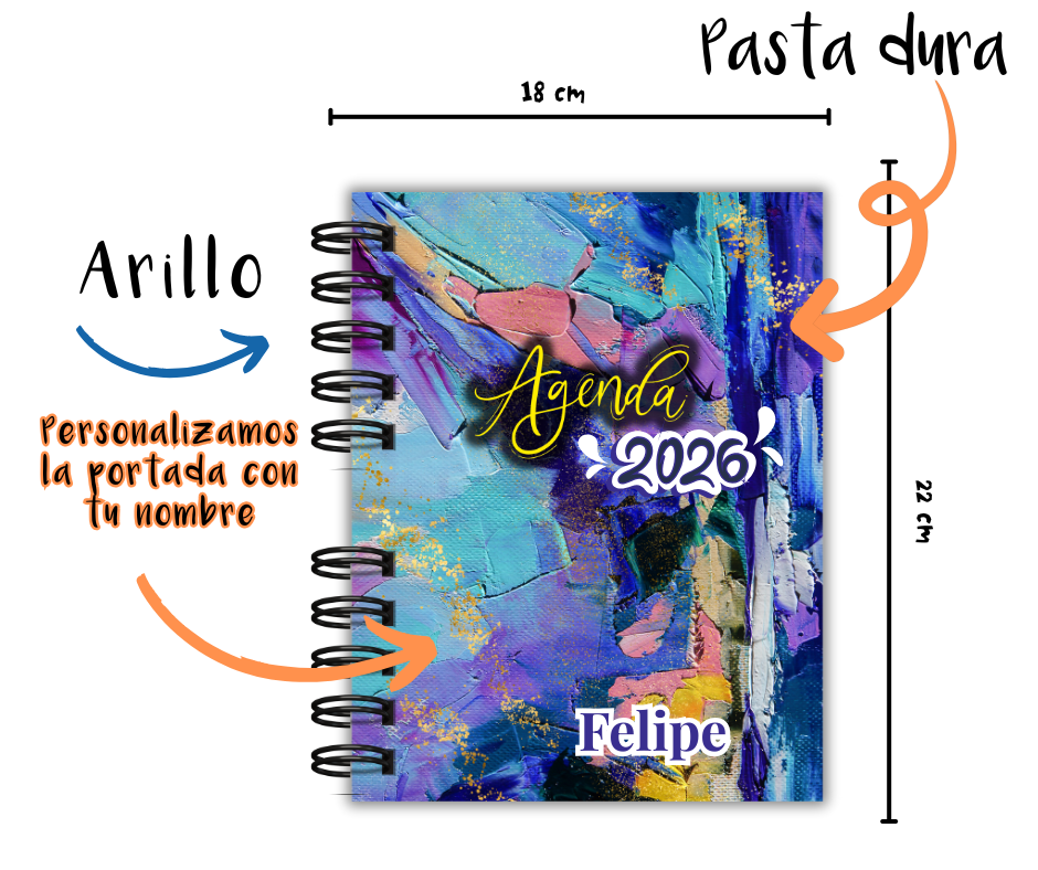 Agenda 2026 Personalizada para Salon De Eventos o Negocios formato Semanal, 3 dias por pagina